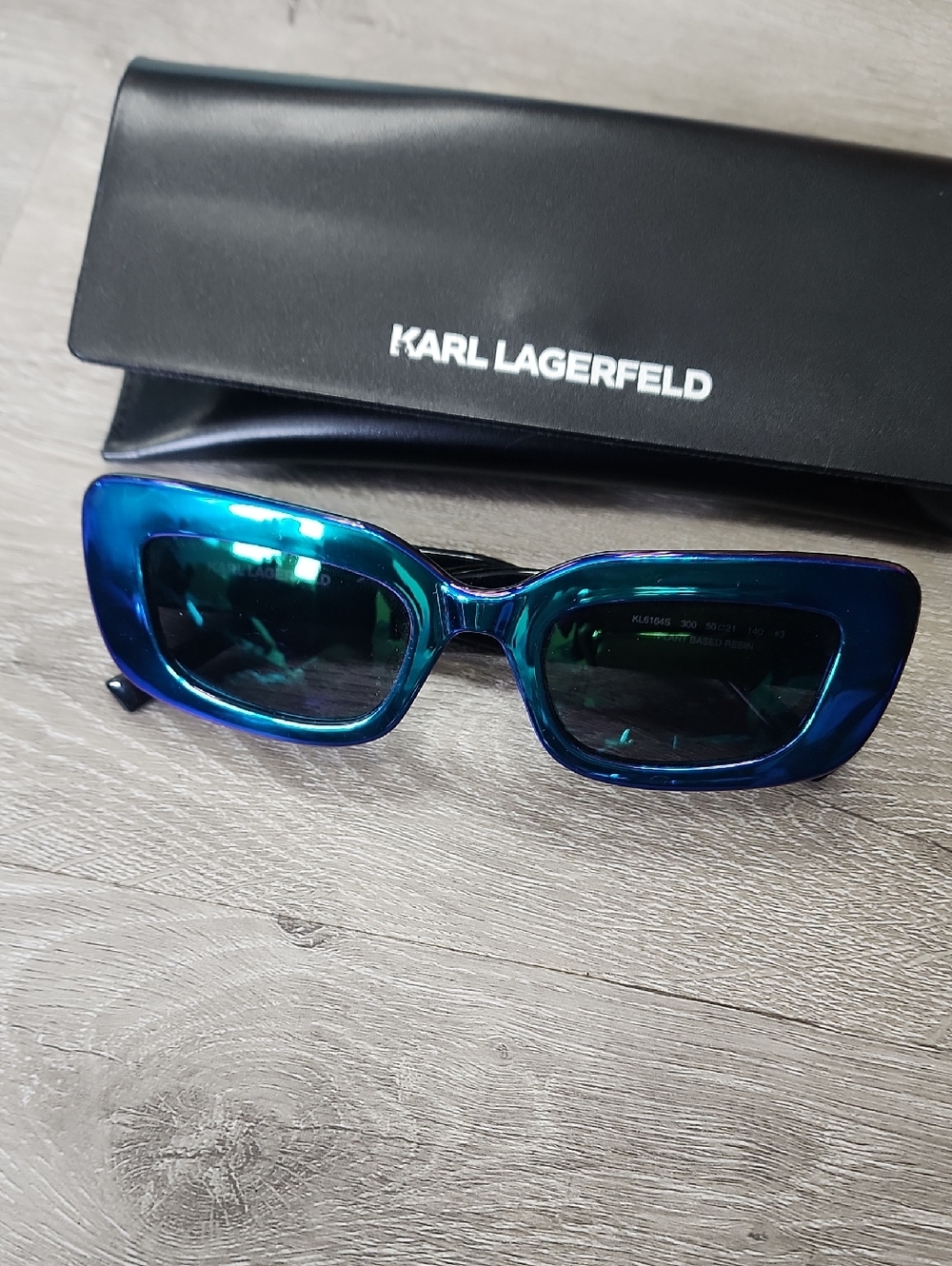 Karl Lagerfeld Iridescent Blue-Green Cat-Eye Sunglasses